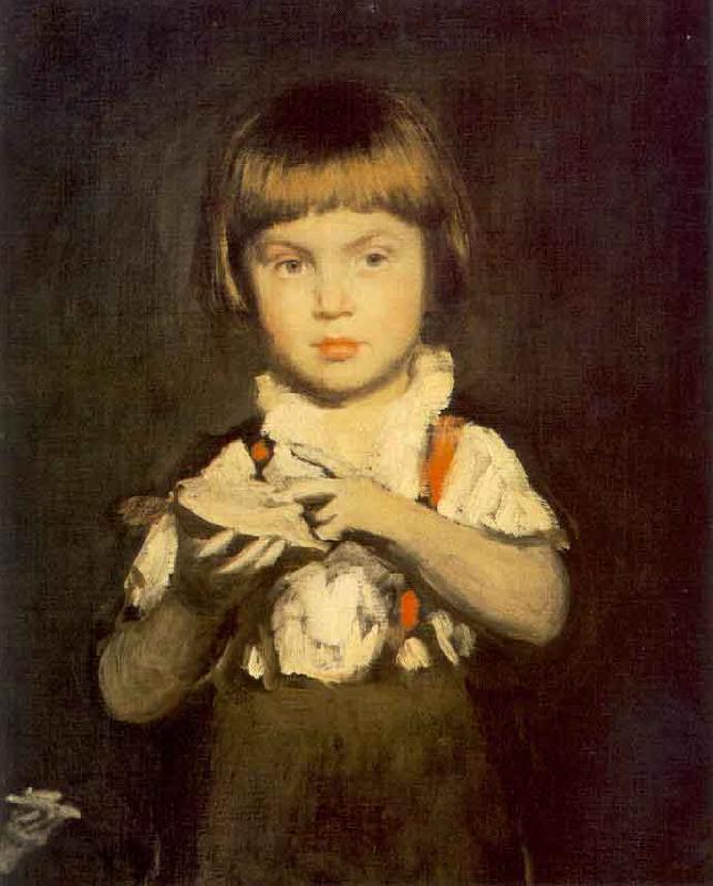 Bertalan Szekely Boy with Bread and Butter oil painting picture